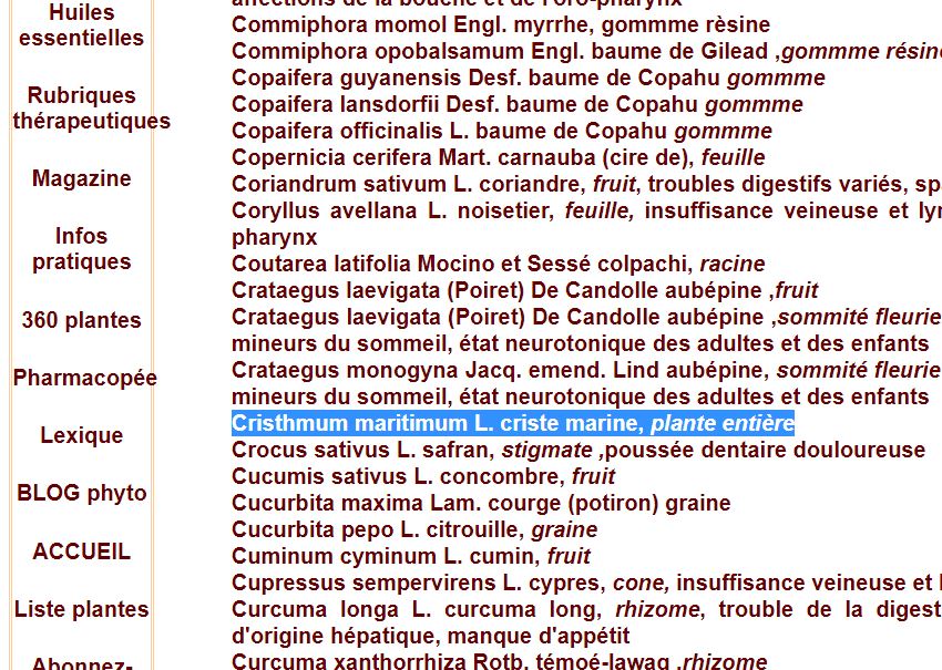 海茴香在法國國家藥典 FRENCH PHARMACOPOEIA